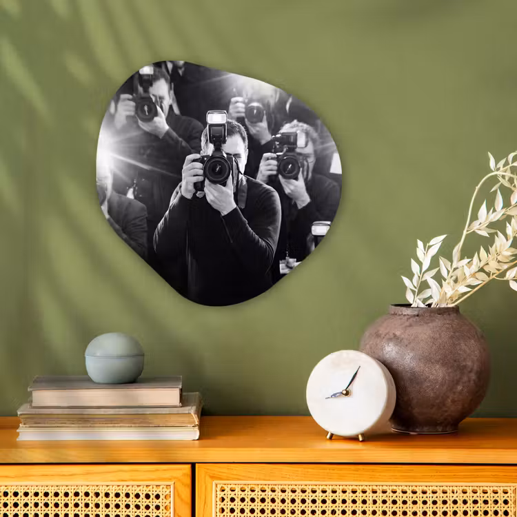 Organisch schilderij - Forex - Mensen - Camera - Flitslicht - Zwart-wit - Media — 2