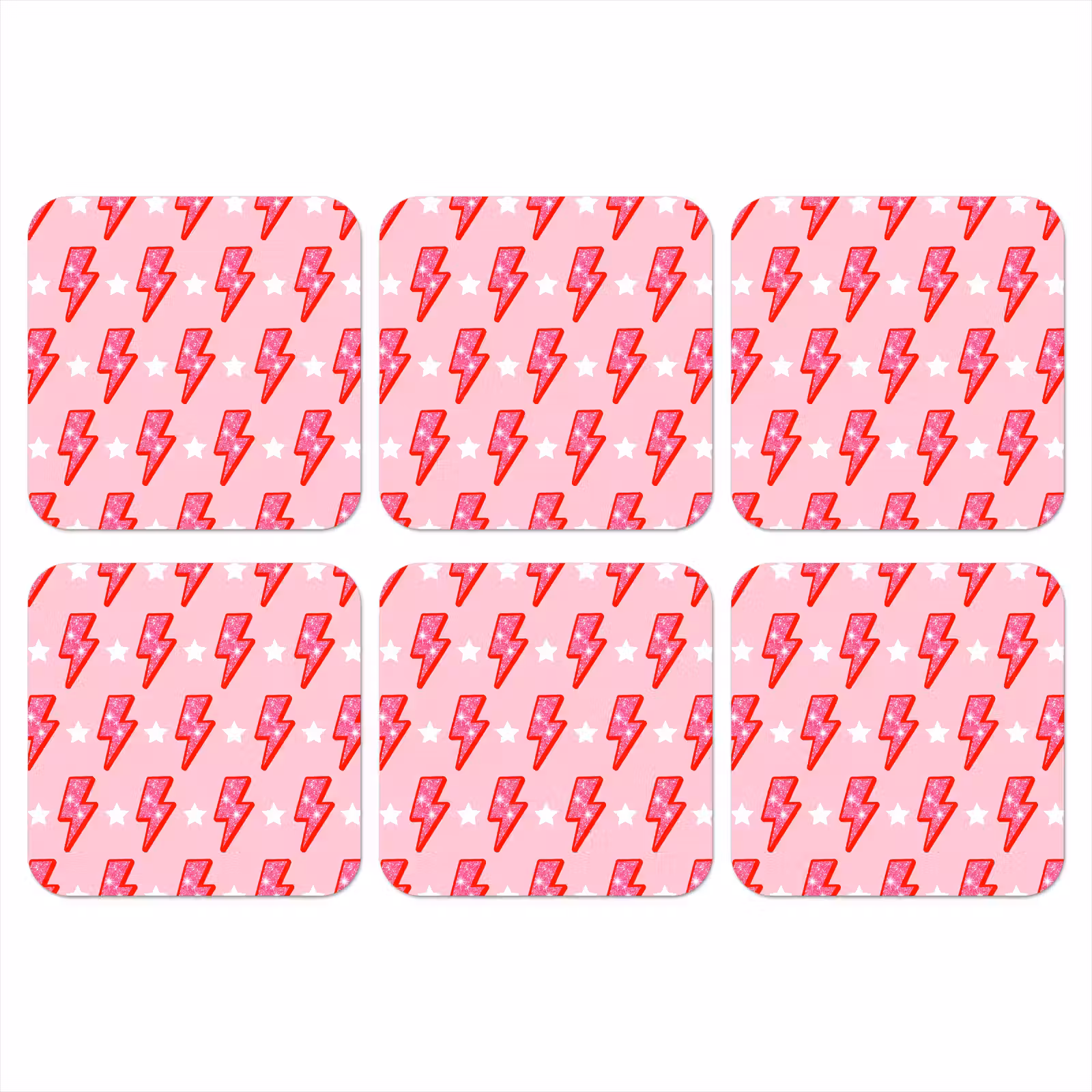 Onderzetter - Patroon - Bliksem - Ster - Glitter - Roze — 1