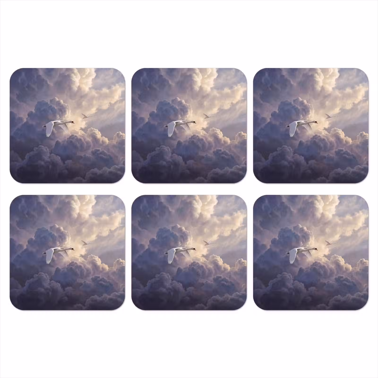 Onderzetter - Vogel - Vliegend - Natuur - Wit - Wolken — 1