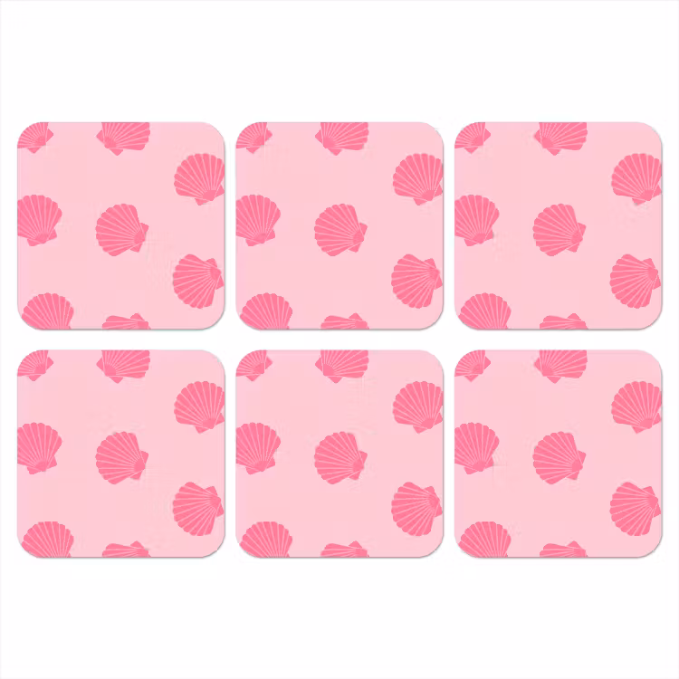 Onderzetter - Schelp - Patroon - Zee - Modern - Roze — 1