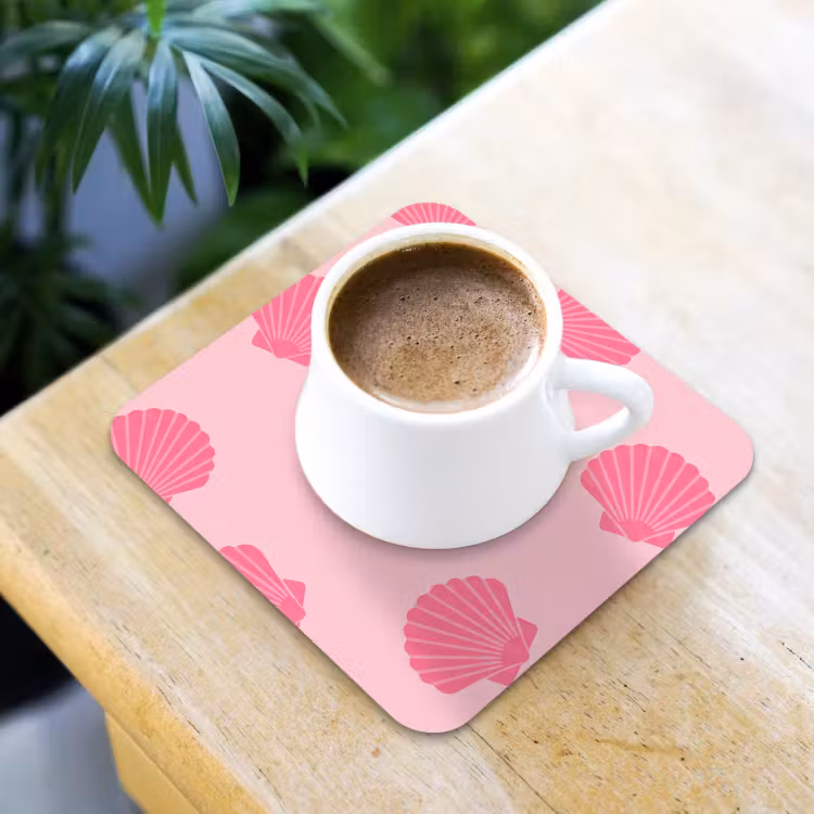 Onderzetter - Schelp - Patroon - Zee - Modern - Roze — 2