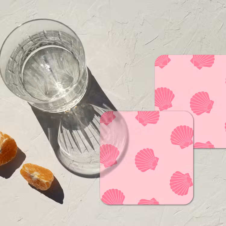 Onderzetter - Schelp - Patroon - Zee - Modern - Roze — 3
