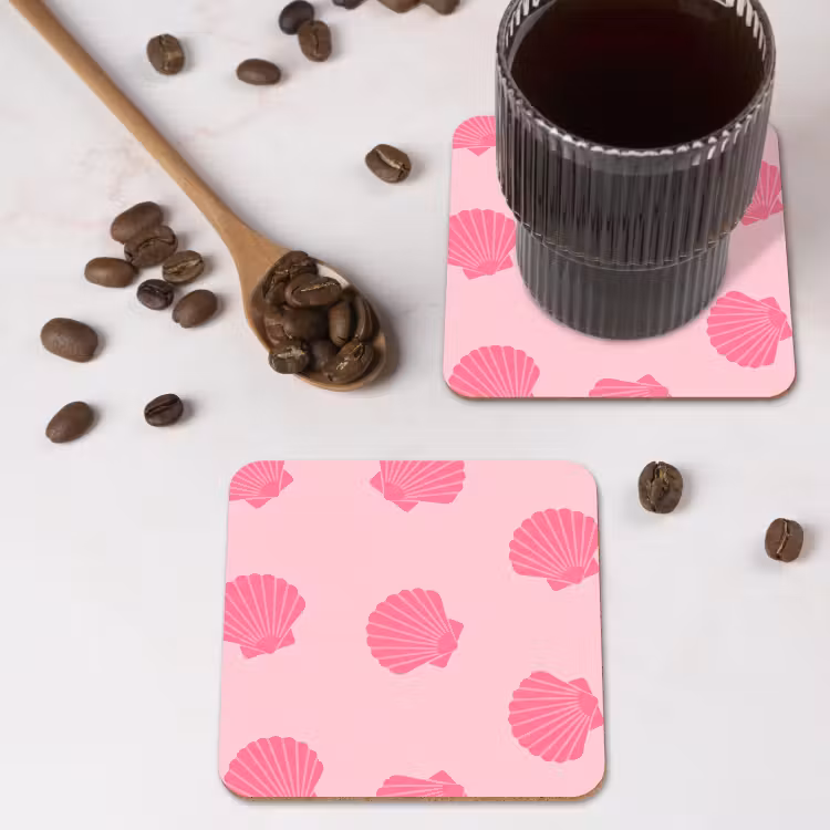 Onderzetter - Schelp - Patroon - Zee - Modern - Roze — 4