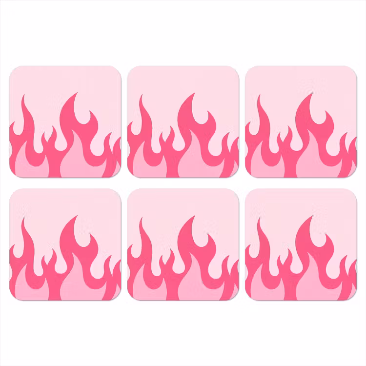 Onderzetter - Vlammen - Patroon - Abstract - Modern - Roze — 1