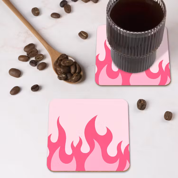 Onderzetter - Vlammen - Patroon - Abstract - Modern - Roze — 4
