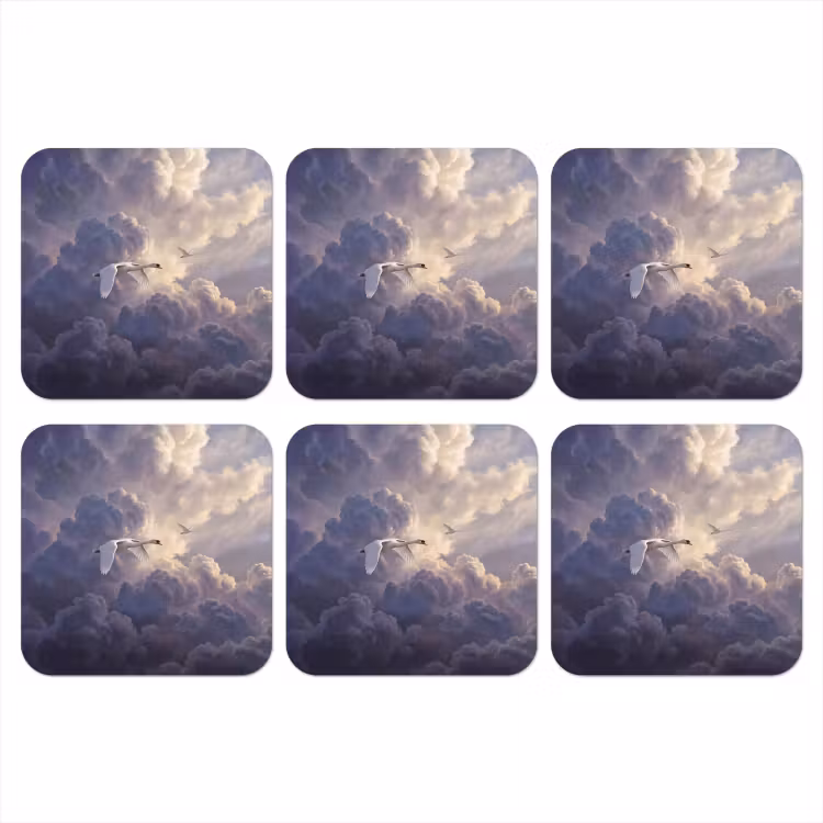 Onderzetter - Vogel - Vliegend - Natuur - Wit - Wolken — 1