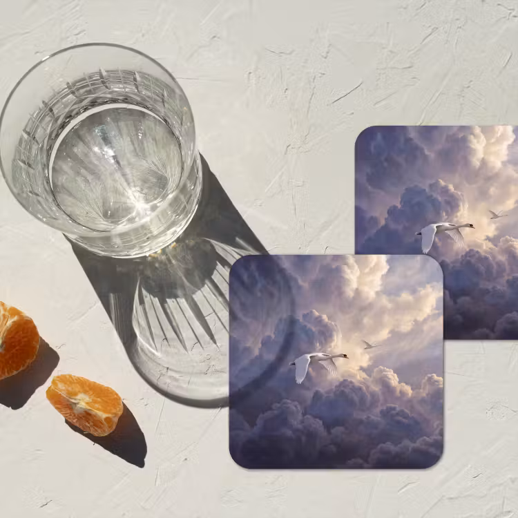 Onderzetter - Vogel - Vliegend - Natuur - Wit - Wolken — 3
