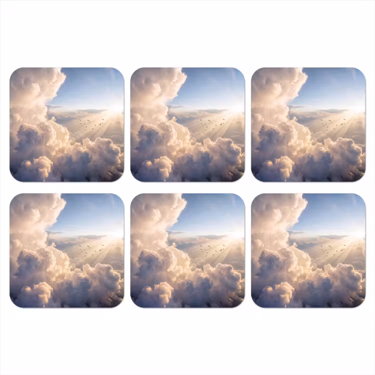 Onderzetter​ - Wolken - Zonnestralen - Natuur - Wit — 1