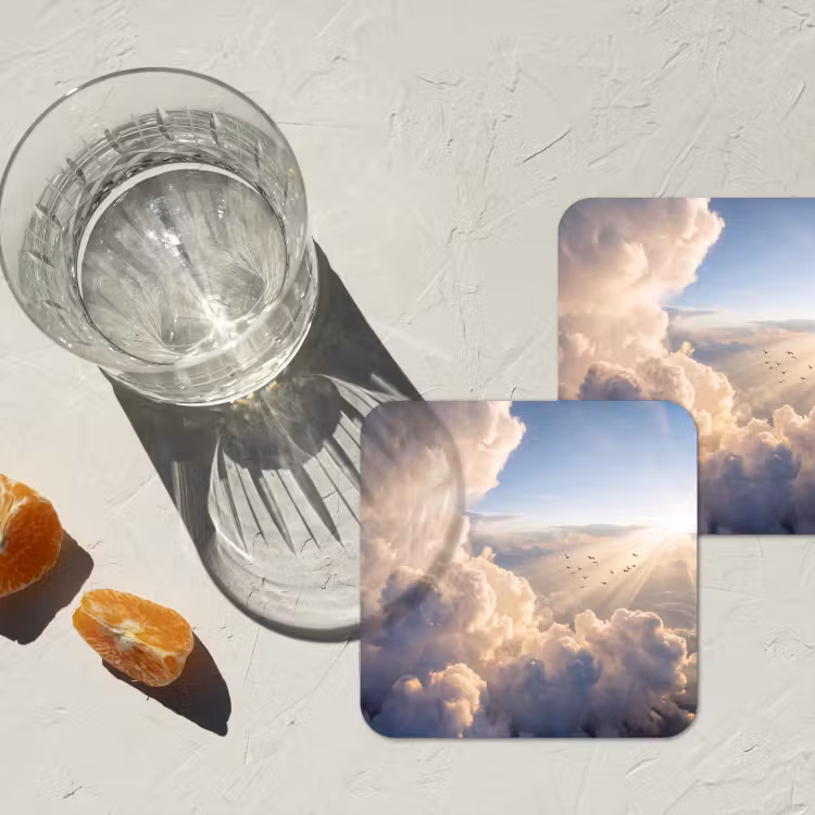 Onderzetter​ - Wolken - Zonnestralen - Natuur - Wit — 3