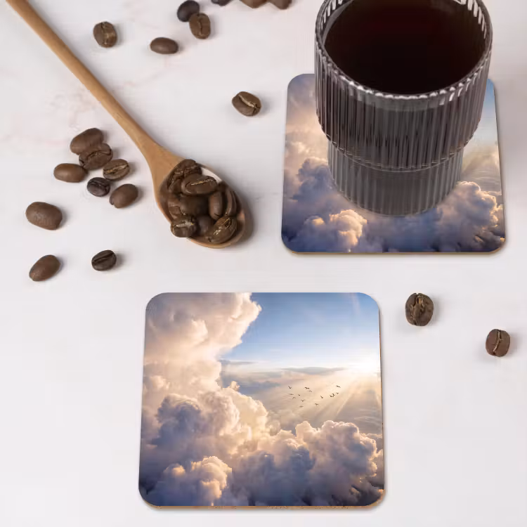 Onderzetter​ - Wolken - Zonnestralen - Natuur - Wit — 4