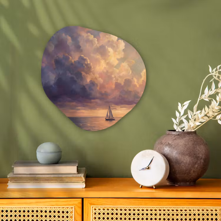 Organisch schilderij - Forex - Boot - Zonsondergang - Zee - Natuur - Goud — 2