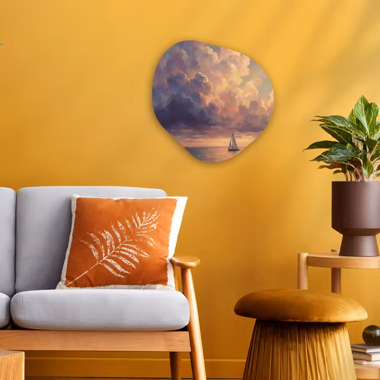Organisch schilderij - Forex - Boot - Zonsondergang - Zee - Natuur - Goud — 3
