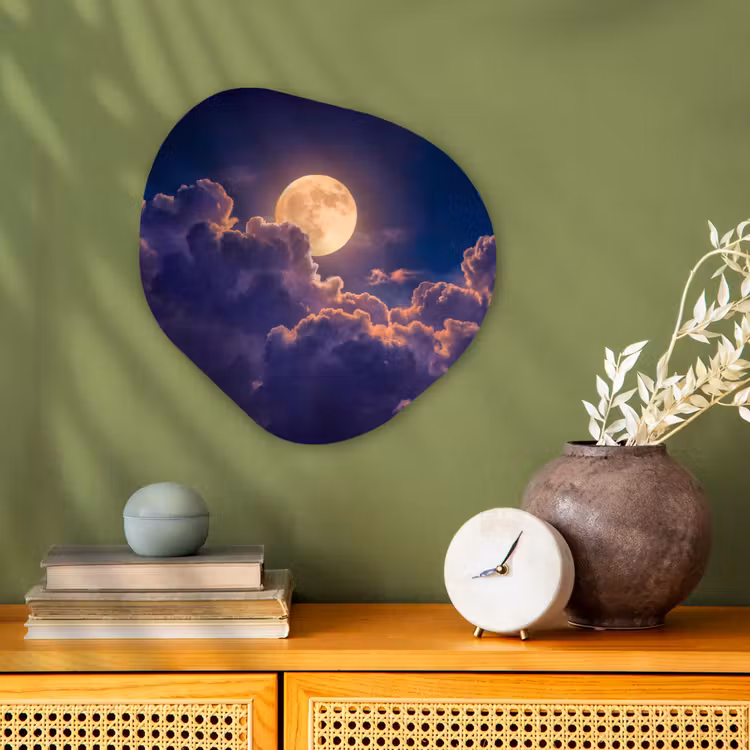 Organisch schilderij - Forex - Maan - Wolken - Nacht - Oranje — 2