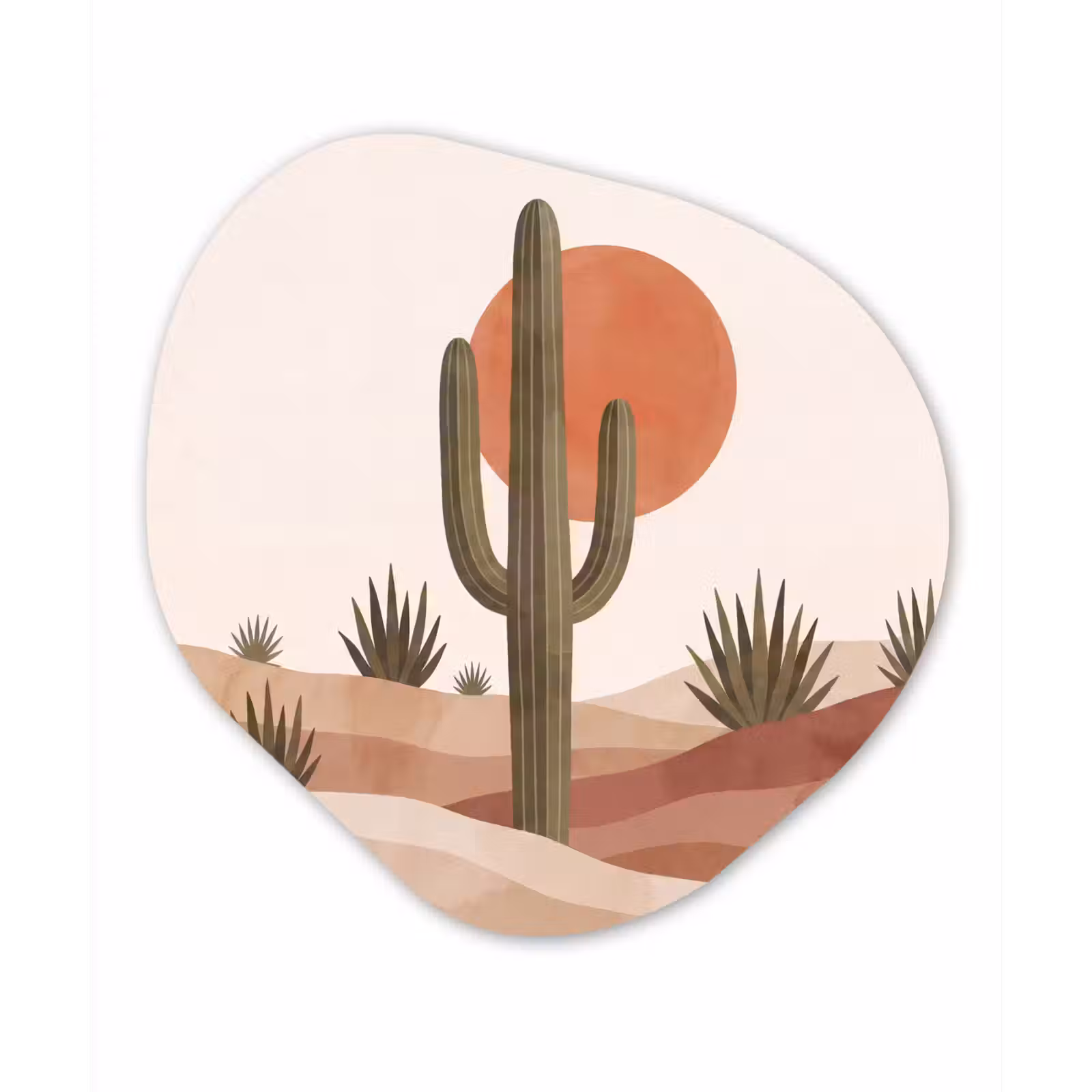 Organisch schilderij - Forex - Cactus - Duinen - Modern - Landschap - Groen — 1