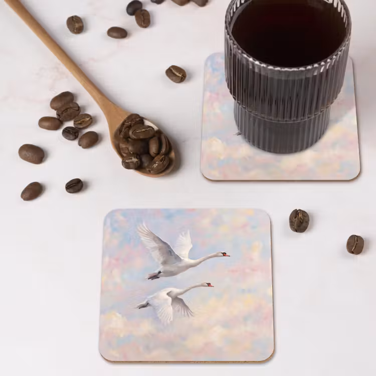 Onderzetter - Vogel - Vliegend - Lucht - Modern - Pastel — 4
