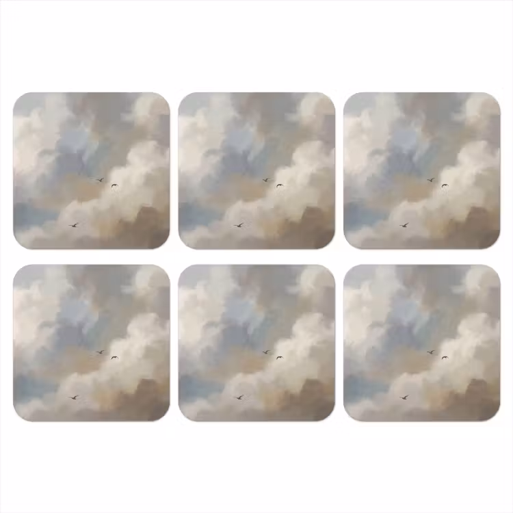Onderzetter - Vogel - Wolken - Natuur - Modern - Grijs — 1