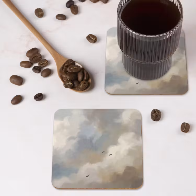 Onderzetter - Vogel - Wolken - Natuur - Modern - Grijs — 4