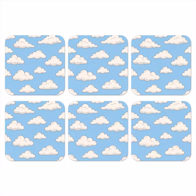 Onderzetter - Wolk - Cartoon - Lucht - Blauw - Wit — 1