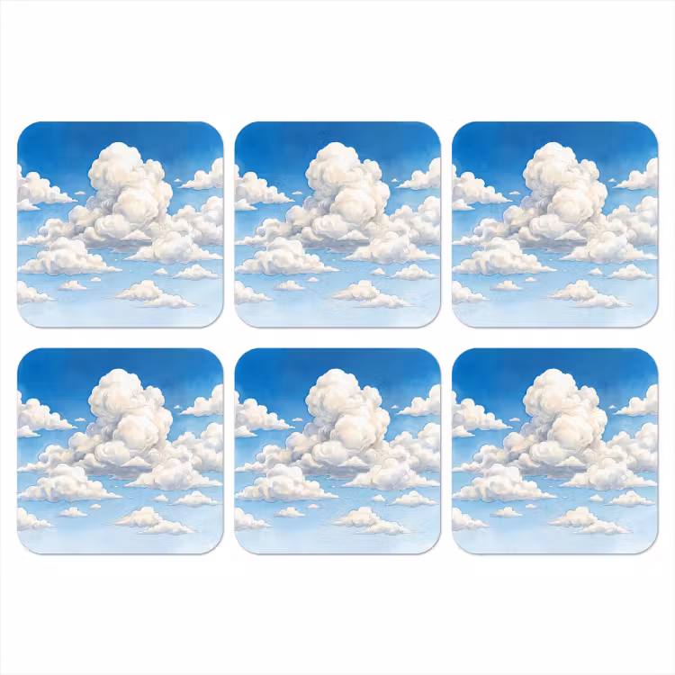 Onderzetter - Wolken - Blauwe lucht - Natuur - Modern - Wit — 1