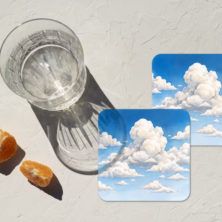 Onderzetter - Wolken - Blauwe lucht - Natuur - Modern - Wit — 3
