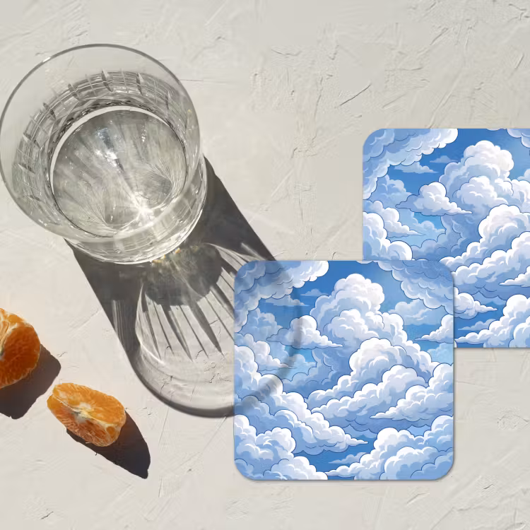 Onderzetter​ - Wolken - Hemel - Abstract - Wit — 3