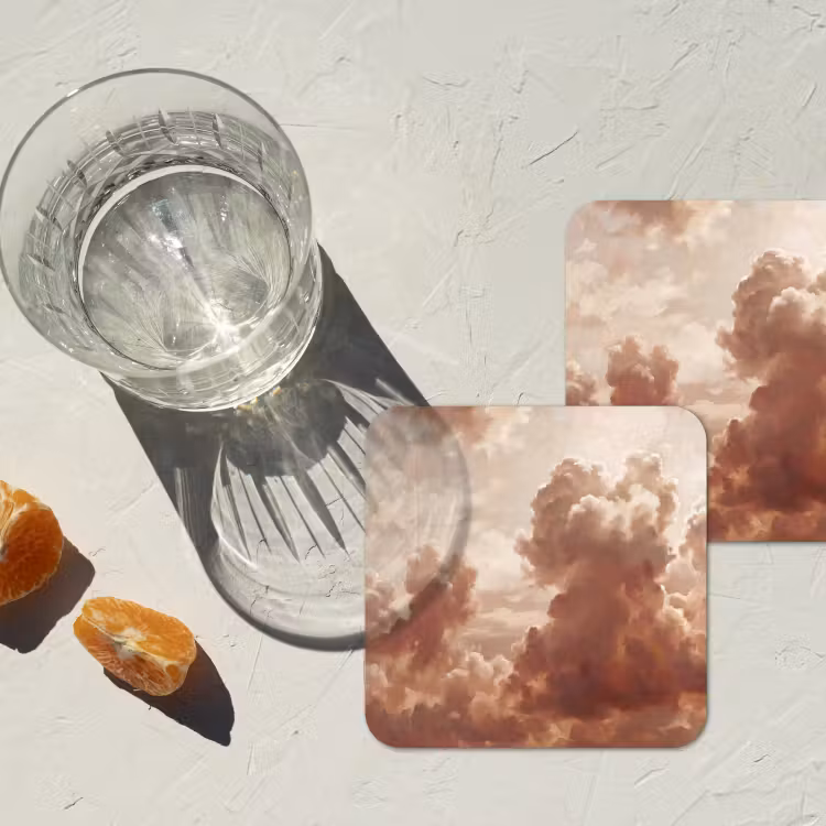 Onderzetter - Wolken - Lucht - Natuur - Modern - Bruin — 3