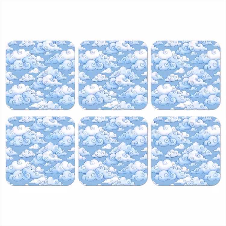 Onderzetter - Wolken - Patroon - Hemel - Illustratie - Wit — 1
