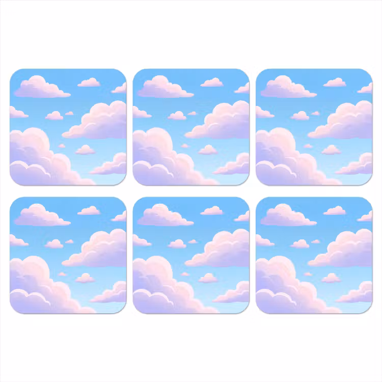 Onderzetter - Wolken - Roze - Blauw - Natuur - Modern — 1