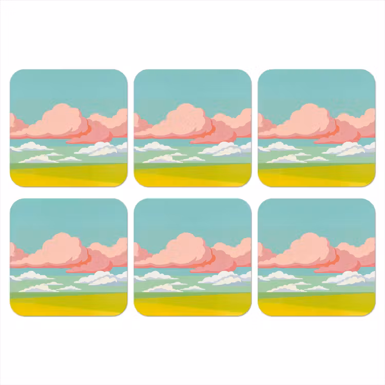 Onderzetter - Wolken - Roze - Natuur - Modern - Pastel — 1