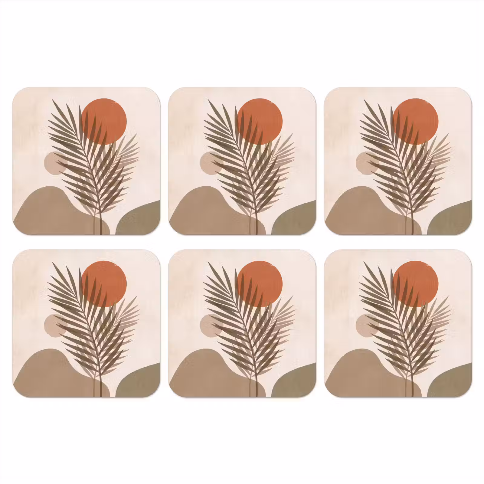 Onderzetter - Planten - Bladeren - Abstract - Modern - Beige — 1