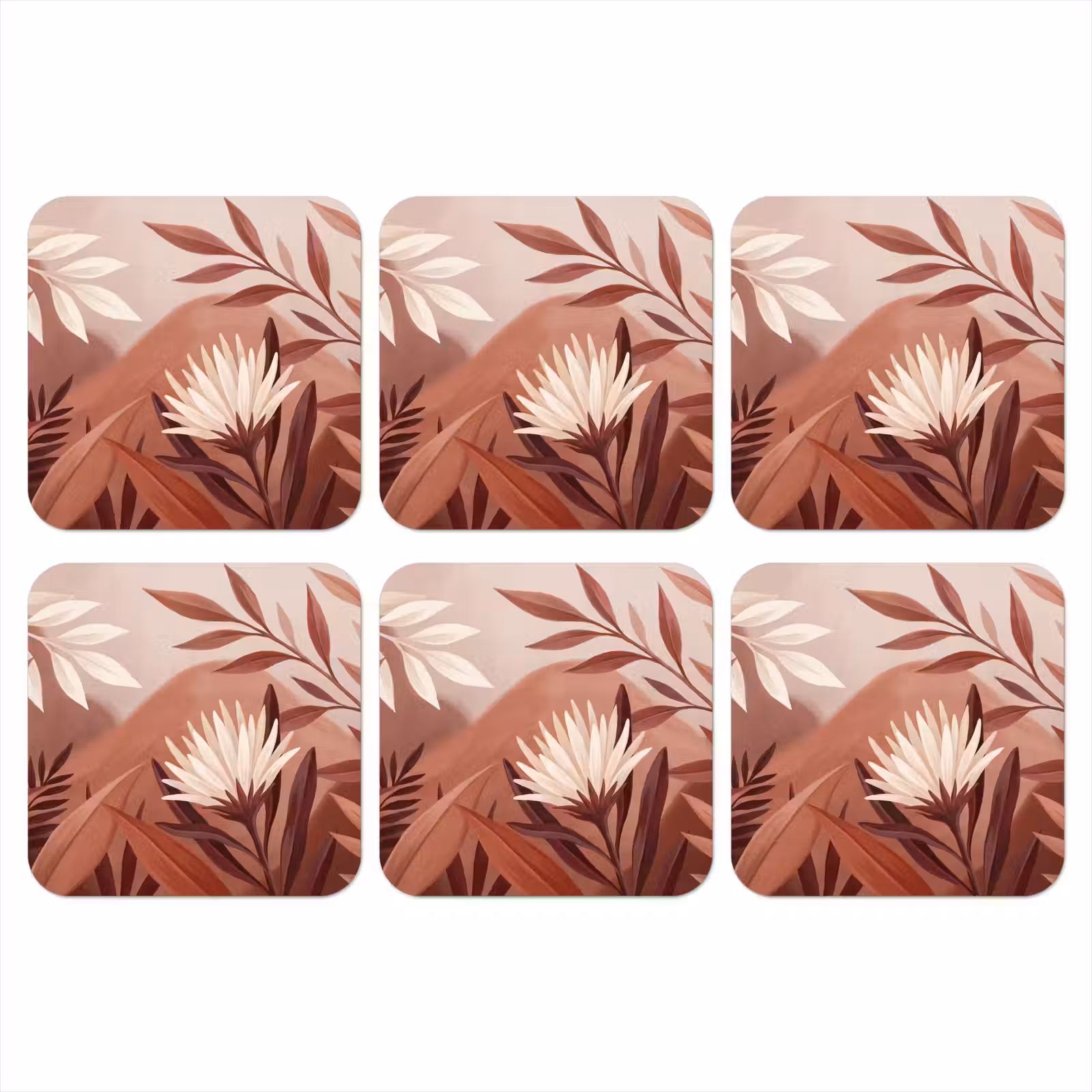 Onderzetter - Planten - Bladeren - Botanisch - Modern - Bruin — 1