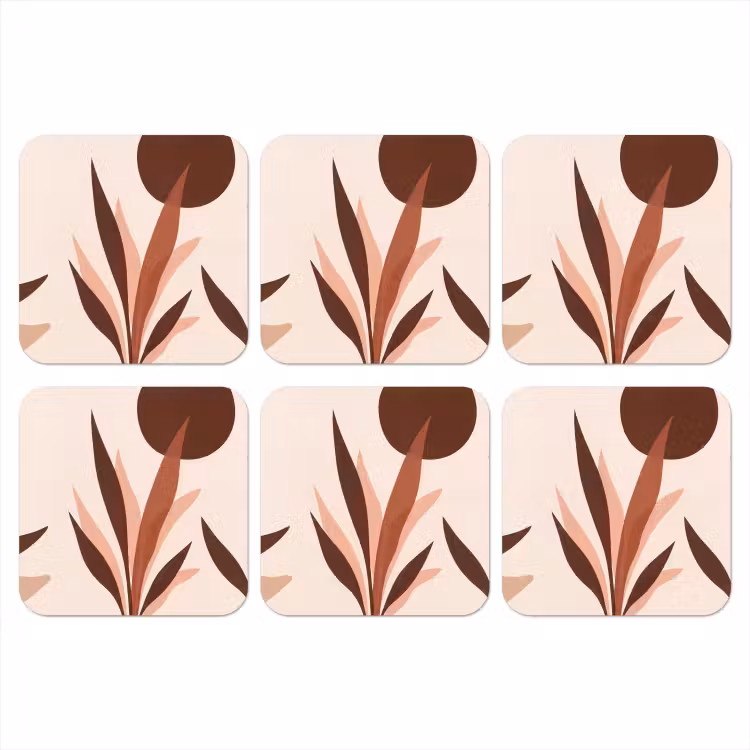 Onderzetter - Planten - Abstract - Natuur - Bruin — 1