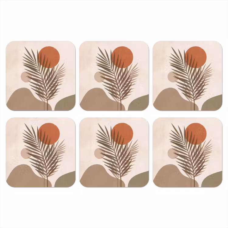 Onderzetter - Planten - Bladeren - Abstract - Modern - Beige — 1