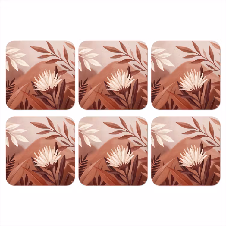 Onderzetter - Planten - Bladeren - Botanisch - Modern - Bruin — 1