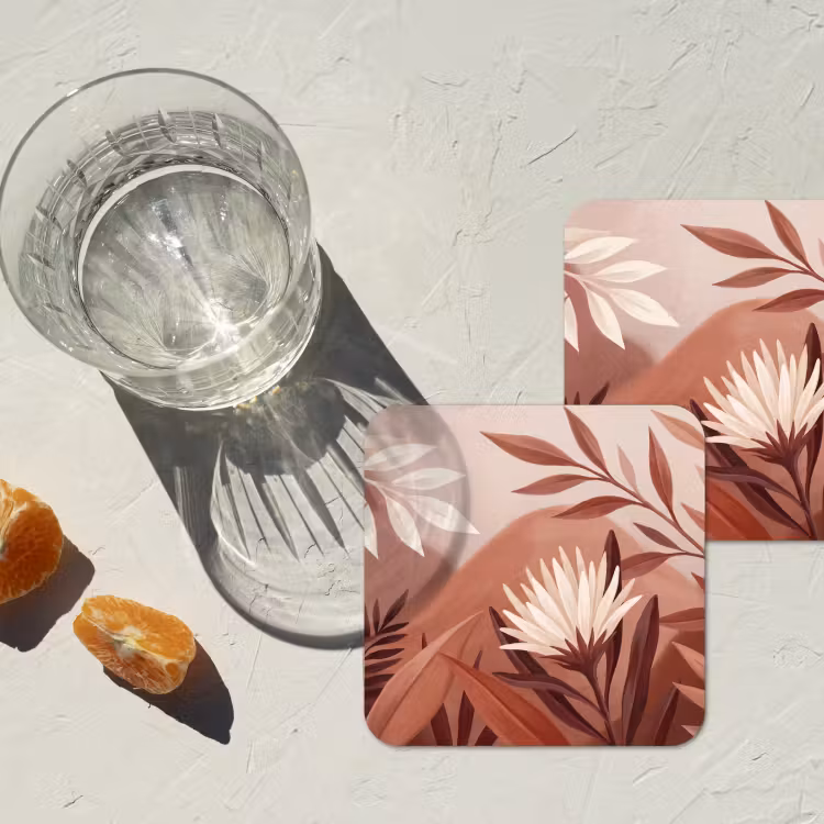 Onderzetter - Planten - Bladeren - Botanisch - Modern - Bruin — 3