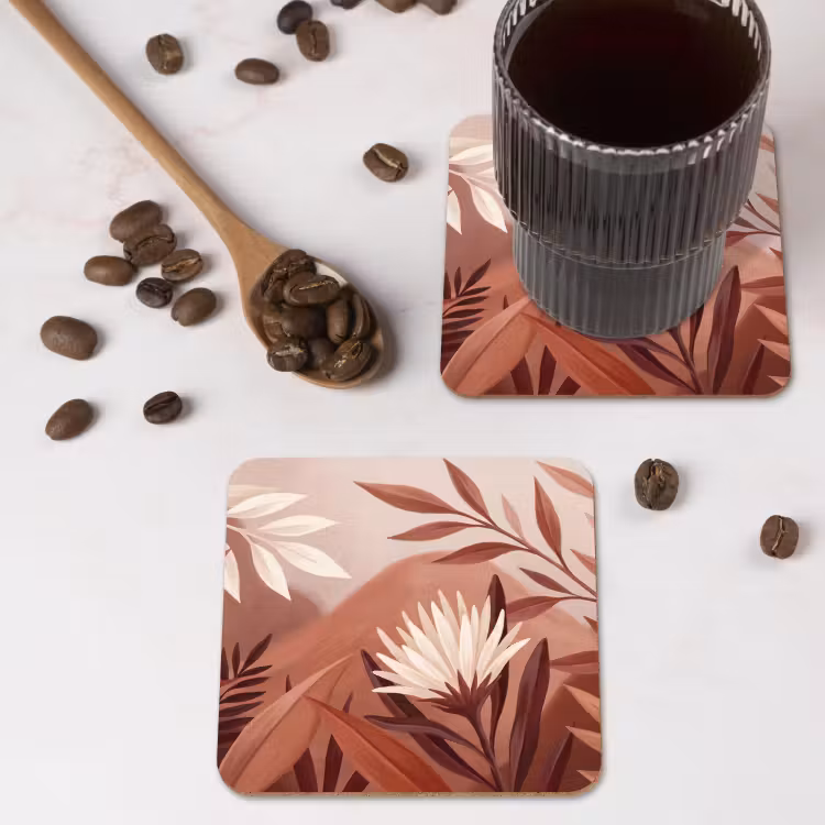 Onderzetter - Planten - Bladeren - Botanisch - Modern - Bruin — 4