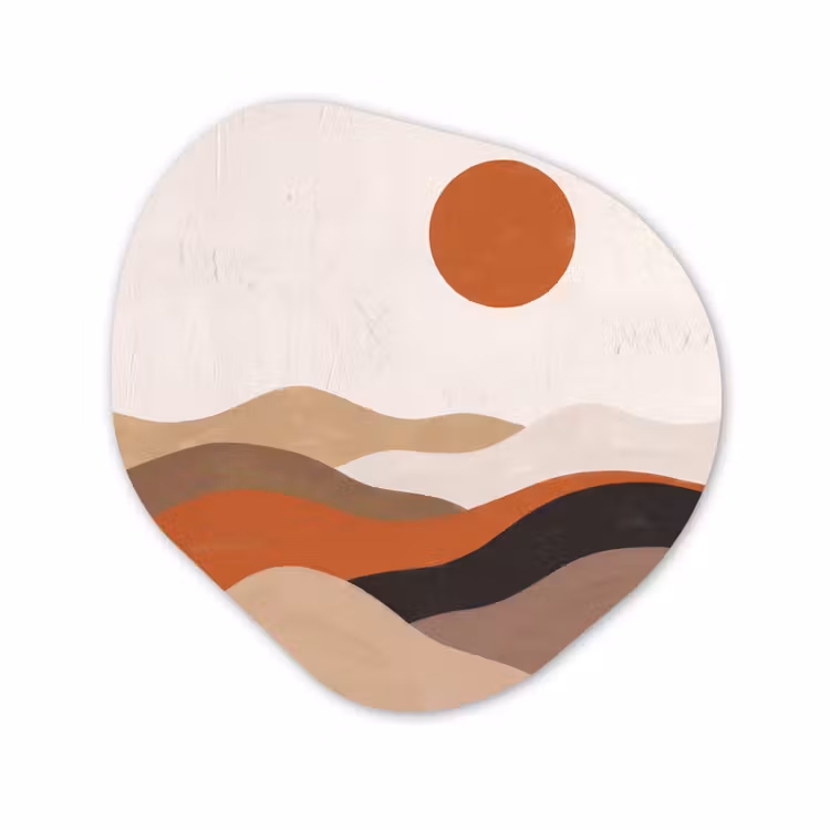 Organisch schilderij - Forex - Landschap - Heuvels - Zon - Abstract - Oranje — 1