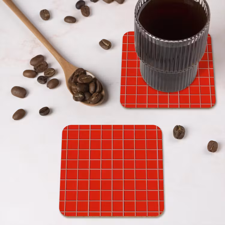 Onderzetter - Tegel - Patroon - Kersen - Rood — 4