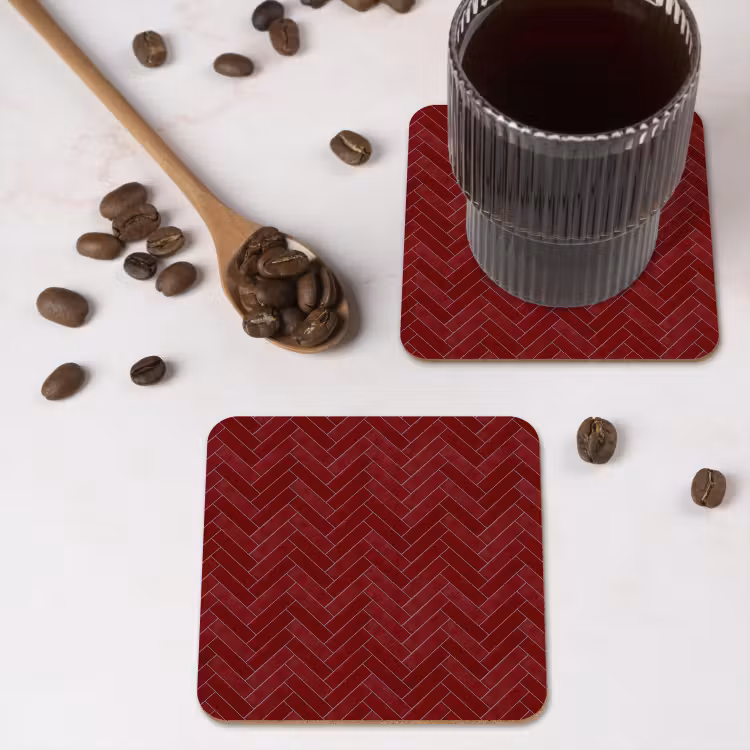 Onderzetter - Visgraat - Wandtegel - Bordeaux - Rood — 4
