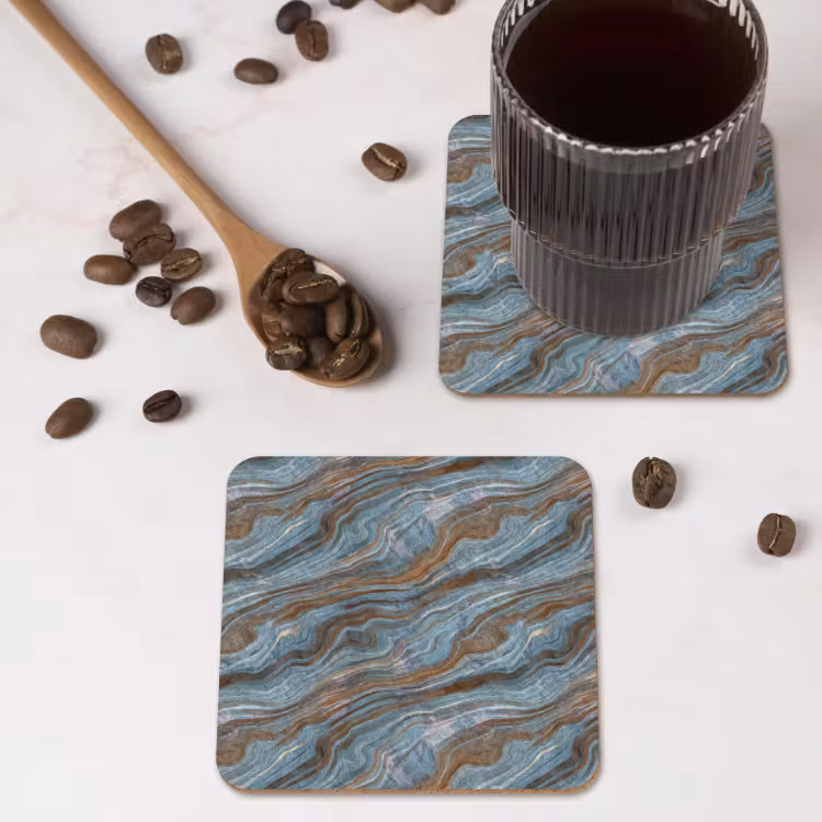 Onderzetter - Patroon - Steen - Blauw — 4