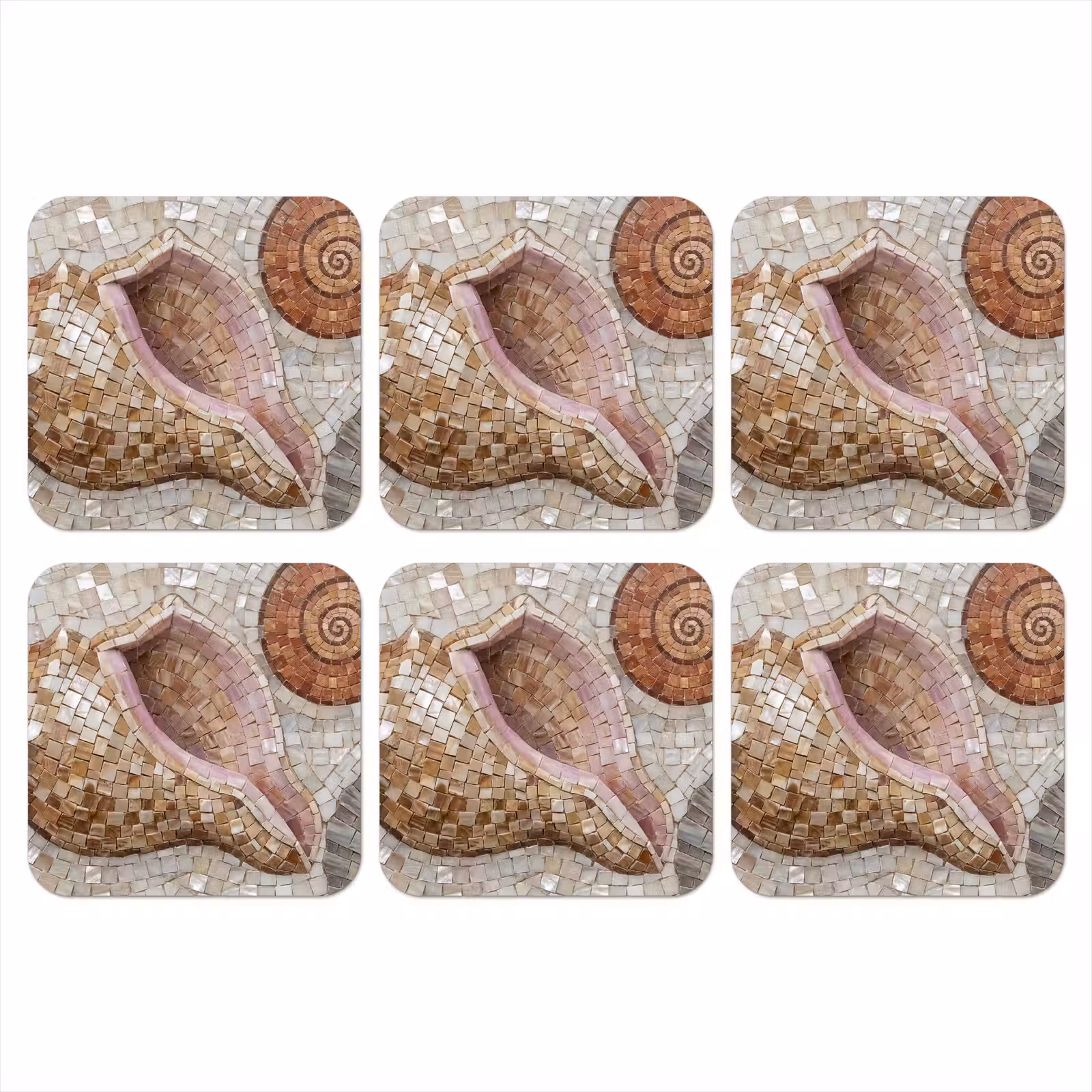Onderzetter - Schelp - Mozaïek - Zee - Beige - Modern — 1