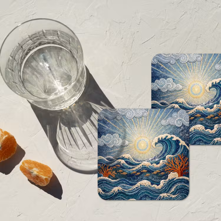 Onderzetter - Onderwater - Koraal - Vis - Natuur - Kunst — 3