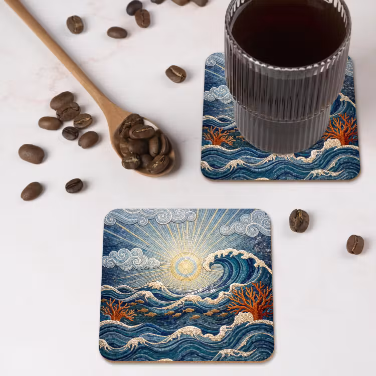 Onderzetter - Onderwater - Koraal - Vis - Natuur - Kunst — 4
