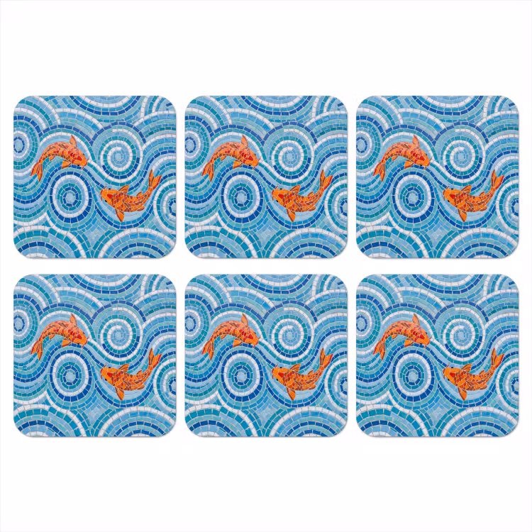 Onderzetter - Vis - Mozaïek - Water - Decoratief - Blauw — 1