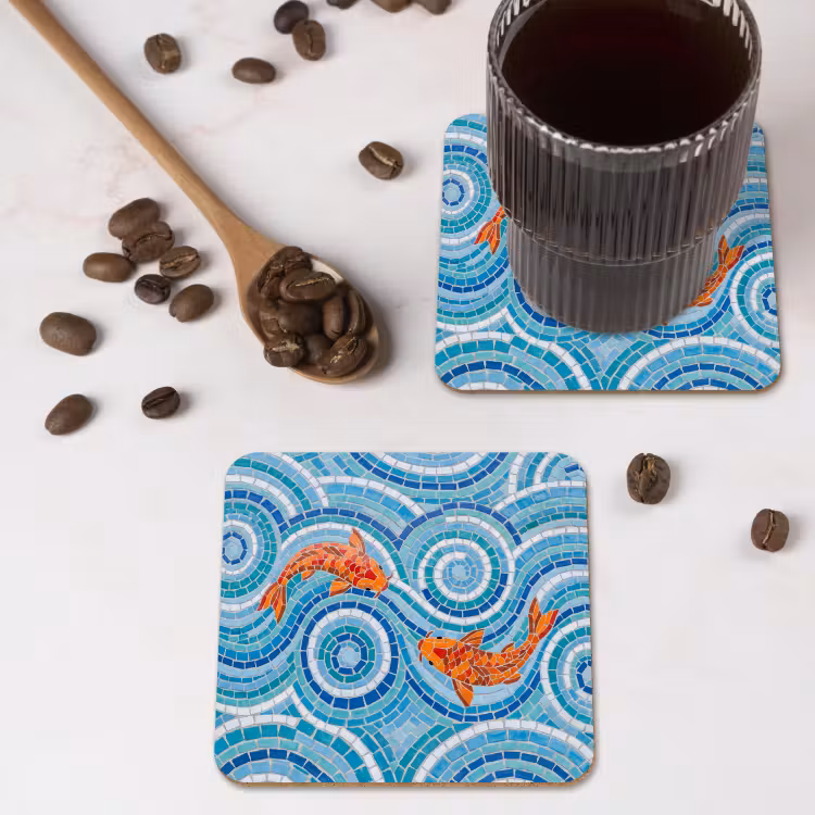 Onderzetter - Vis - Mozaïek - Water - Decoratief - Blauw — 4