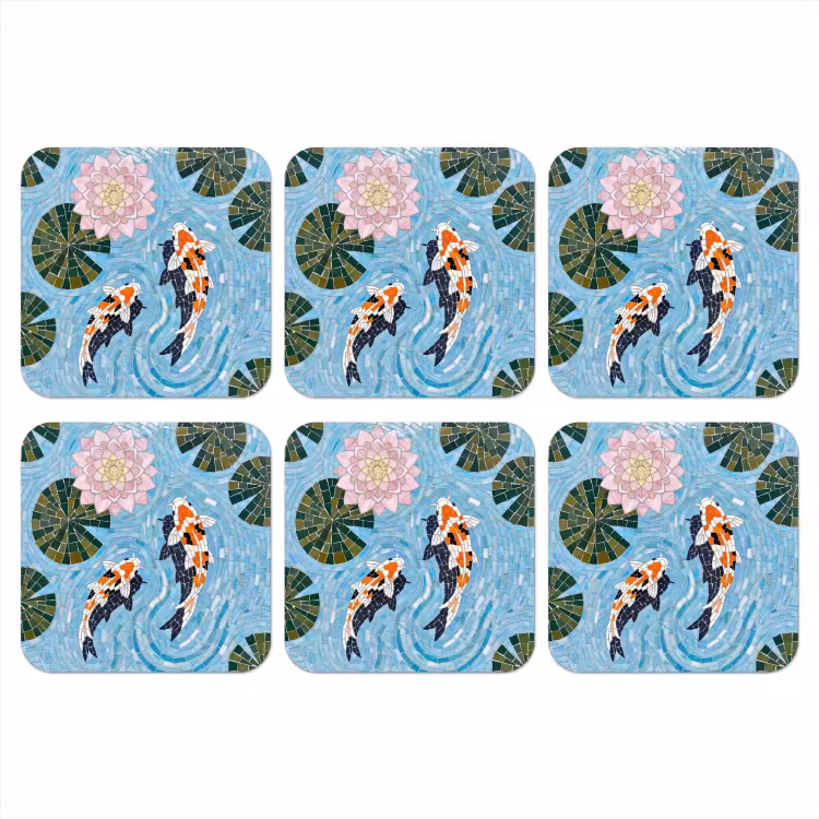 Onderzetter - Vis - Water - Natuur - Mozaïek - Blauw — 1