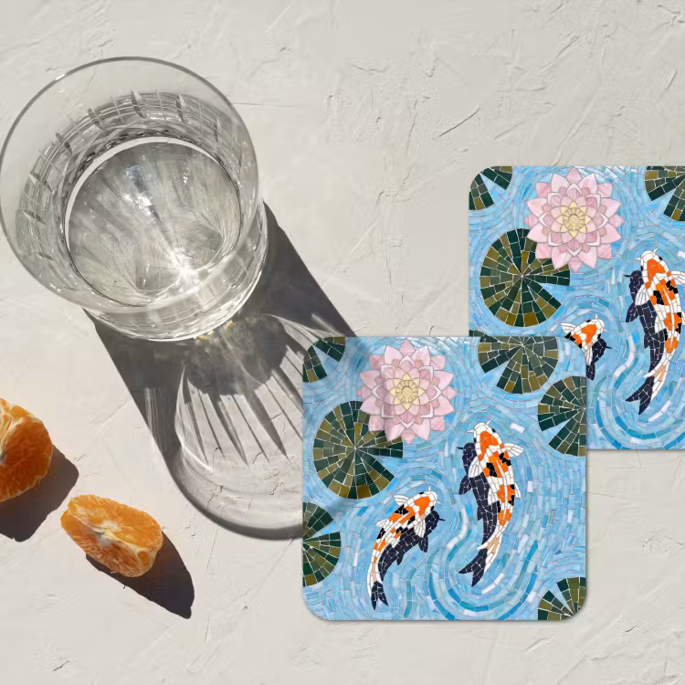 Onderzetter - Vis - Water - Natuur - Mozaïek - Blauw — 3
