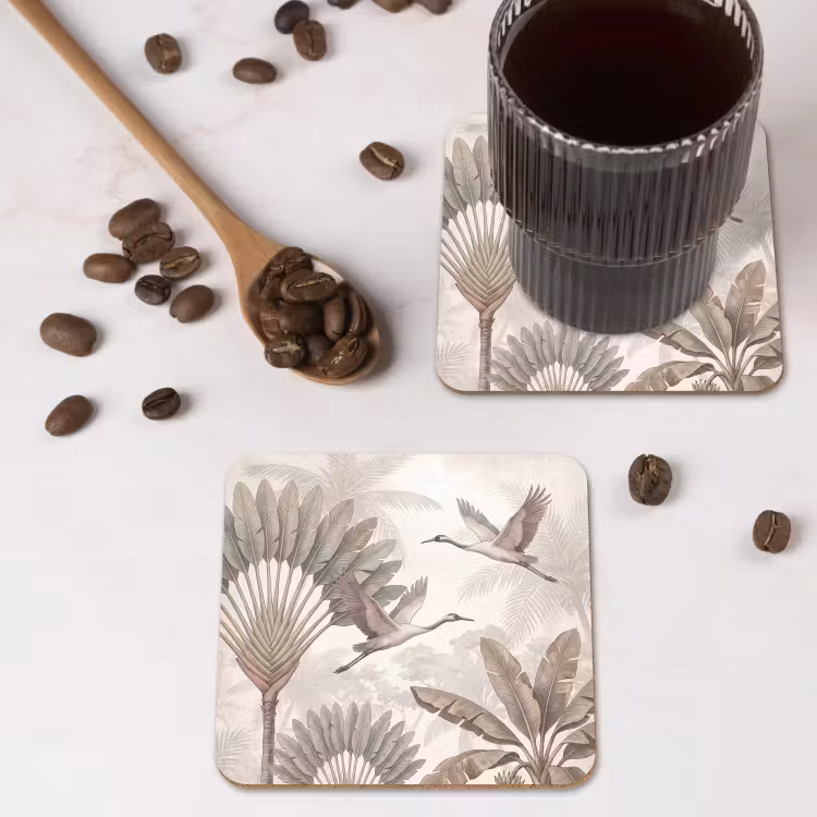 Onderzetter - Vogel - Tropisch - Jungle - Natuur - Beige — 4