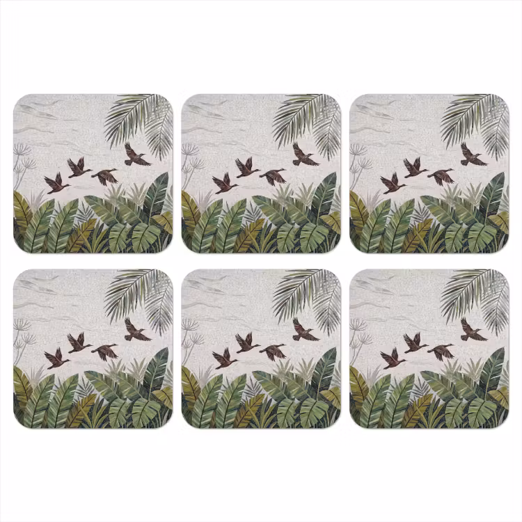 Onderzetter - Vogel - Vliegend - Tropisch - Mozaïek - Groen — 1