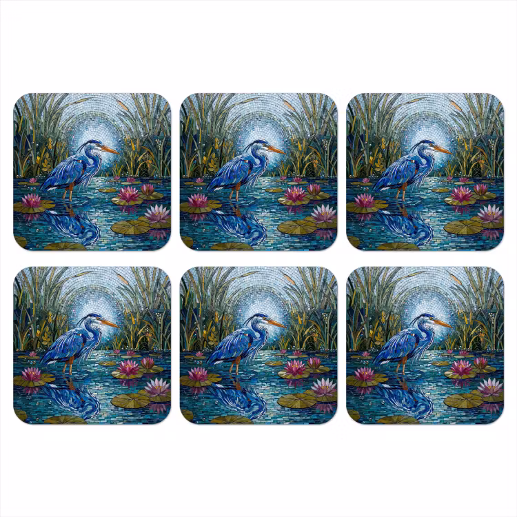 Onderzetter​ - Vogel - Water - Natuur - Abstract - Blauw — 1